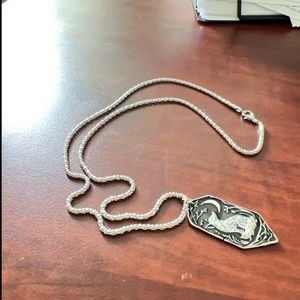 Forest Moonlight: Silver Fox and Crescent Pendant Necklace